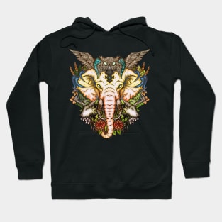 The majestic elephant with the creature of the night the owl Hoodie